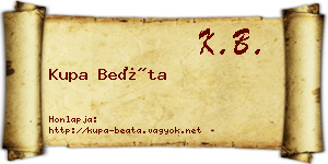 Kupa Beáta névjegykártya